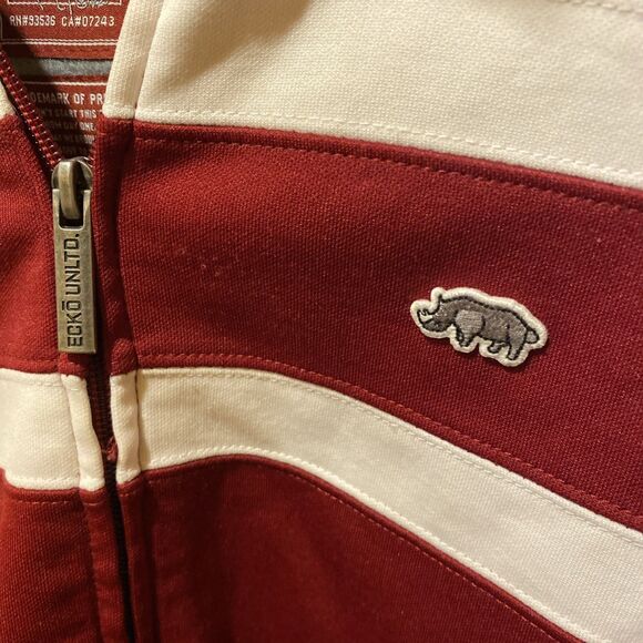 Ecko Unlimited Maroon White Full Zip Size M Heavy Jacket Track Streetwear - Picture 3 of 5